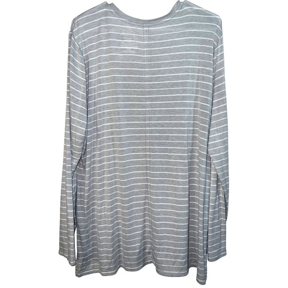 Time And Tru Womens Striped Long-Sleeve Shirt Gray Heather Modal Blend XL - Picture 2 of 3